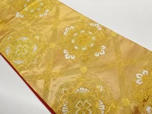 本家加納製　格天井に華文模様織出し袋帯